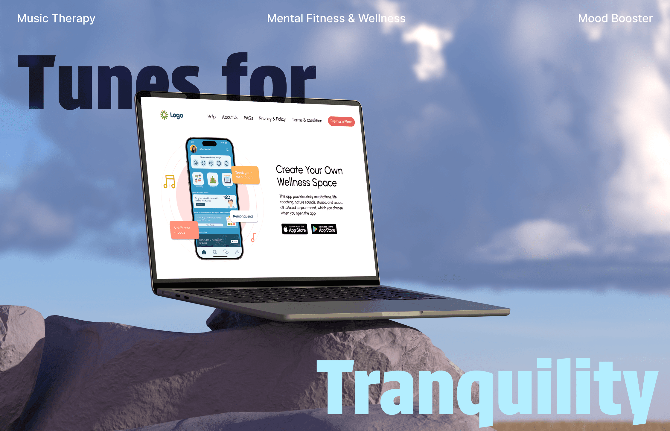 Boost Mental Health: Mood Tracker & Music Therapy App